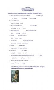 English Worksheet: Multiple choice/Writing