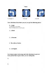 English Worksheet: Giving directions 