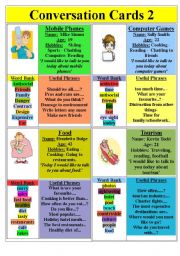 English Worksheet: Conversation Cards (set 2)