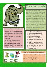 English Worksheet: Crocus the crocodile