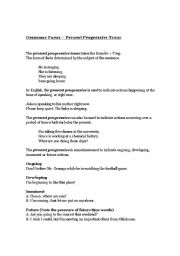 English Worksheet: Present Progressive Tense