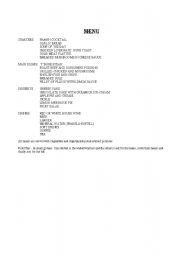English Worksheet: In a Restaurant