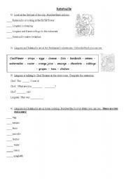 English Worksheet: Revising food with Ratatouille (the movie)