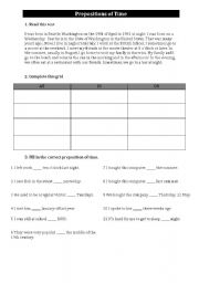 English worksheet: Prepositions of time