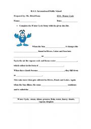 English Worksheet: WATER CYCLE STORY