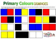 English Worksheet: PRIMARY COLOURS DOMINOES