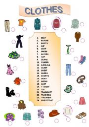 English Worksheet: CLOTHES MATCHING
