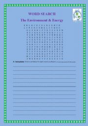 English Worksheet: Word search: The Environment & Energy 