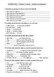 English Worksheet: Prsent simple et progressif