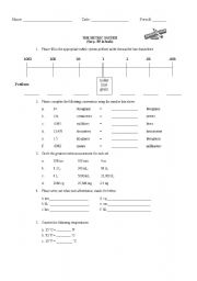 English Worksheet: Metric System Worksheet