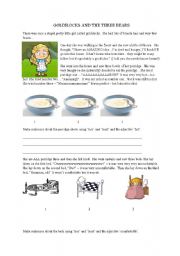 English Worksheet: Goldilocks and the three bears