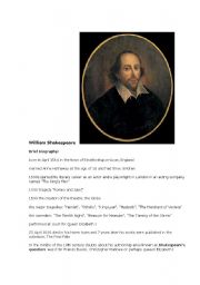 English Worksheet: William Shakespeare