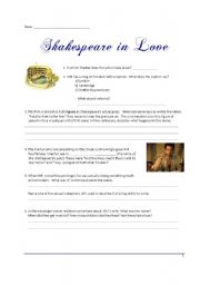 English Worksheet: Shakespeare in Love movie