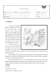 English Worksheet: test-school and Present /P.Continuous