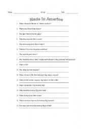 English Worksheet: Made In America