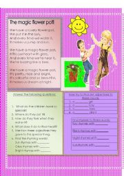 English worksheet: The magic flower pot