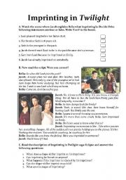 English Worksheet: Imprinting in Twilight