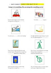 English worksheet: WHAT IS ENERGY? ENERGY POSTER.