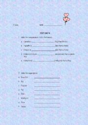 English worksheet: Adjectives 3rd grade test