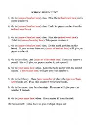 English Worksheet: School Scavenger Hunt