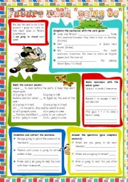 English Worksheet: Future with �going to�: explanation � examples � 5 tasks � teacher�s handout with keys � 2 pages � fully editable