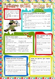 English Worksheet: Future with going to: explanation  examples  5 tasks  teachers handout with keys  2 pages  fully editable