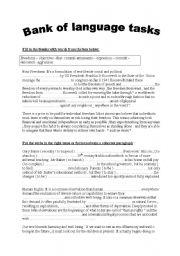 English Worksheet: Bank of language tasks 2nd Year 