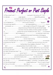 English Worksheet: TENSES - Present Perfect Simple or Past Simple