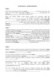 English Worksheet: scientists� achievements . put in the right tense or form tasks
