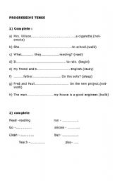 English worksheet: progressive tense