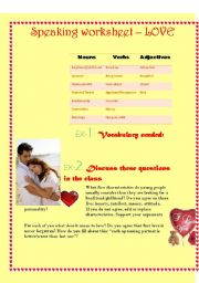 Speaking worksheet on topic LOVE