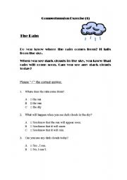 English Worksheet: Comprehension Exercise 1: Rain