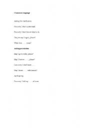 English Worksheet: CLASSROOM LANGUAGE
