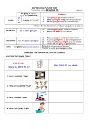 English Worksheet: Expressing future time using:  