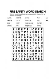 English Worksheet: fir safety worksheet