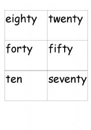 English Worksheet: Multiple of Tens Number Names in Words