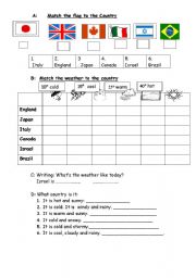 English worksheet: Weather  counties and Flags