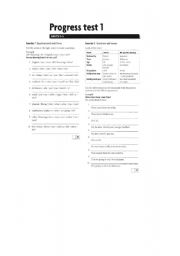 English Worksheet: Progress test for pre-int students