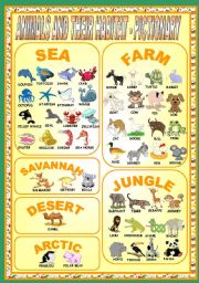 English Worksheet: ANIMALS AND THEIR HABITAT - PICTIONARY