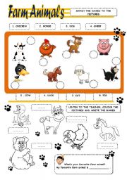 English Worksheet: Farm Animals