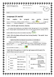 English Worksheet: exam 7th form language