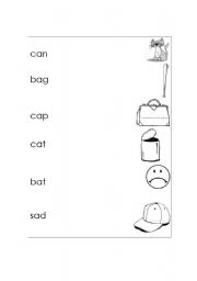 English worksheet: 3 letter word word-picture match