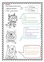 English Worksheet: Colour the monsters