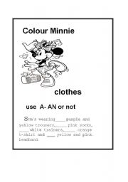 English Worksheet: Use A / An or not  and review the clothes.