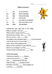 English Worksheet: Object pronouns