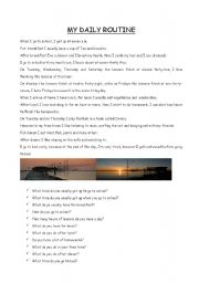 English Worksheet: My daily routine