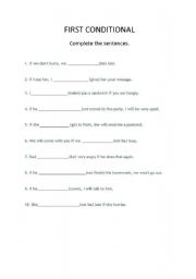 English worksheet: First Conditional