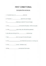 English Worksheet: First Conditional