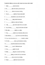 English Worksheet: future tense