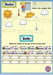 English Worksheet: WEATHER, MONTHS, DAYS OF THE WEEK , SEASONS